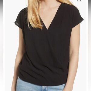 Gibson - Women's Draped Faux Wrap Top - Black - Size XL